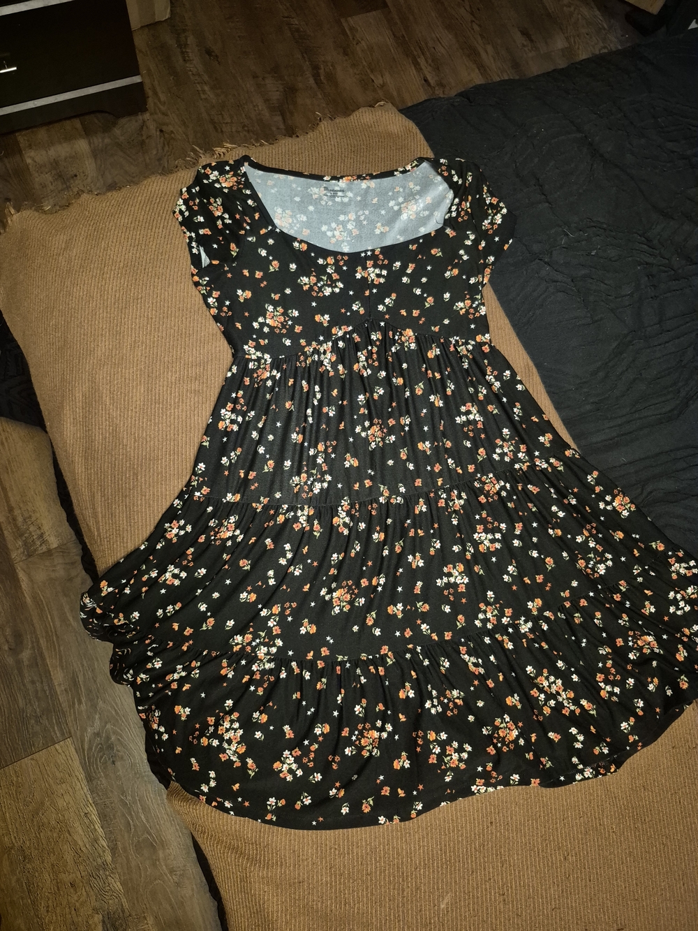 No Boundaries Black Floral Tiered Casual Dress